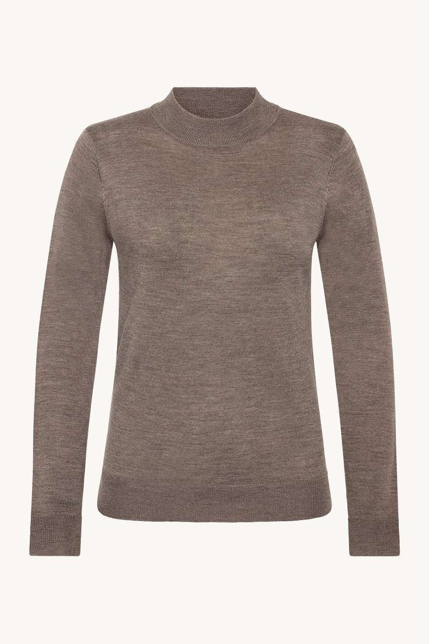 Claire Naisten Poolopaita K-Paulia Merinowool Turtle Neck Tummanruskea