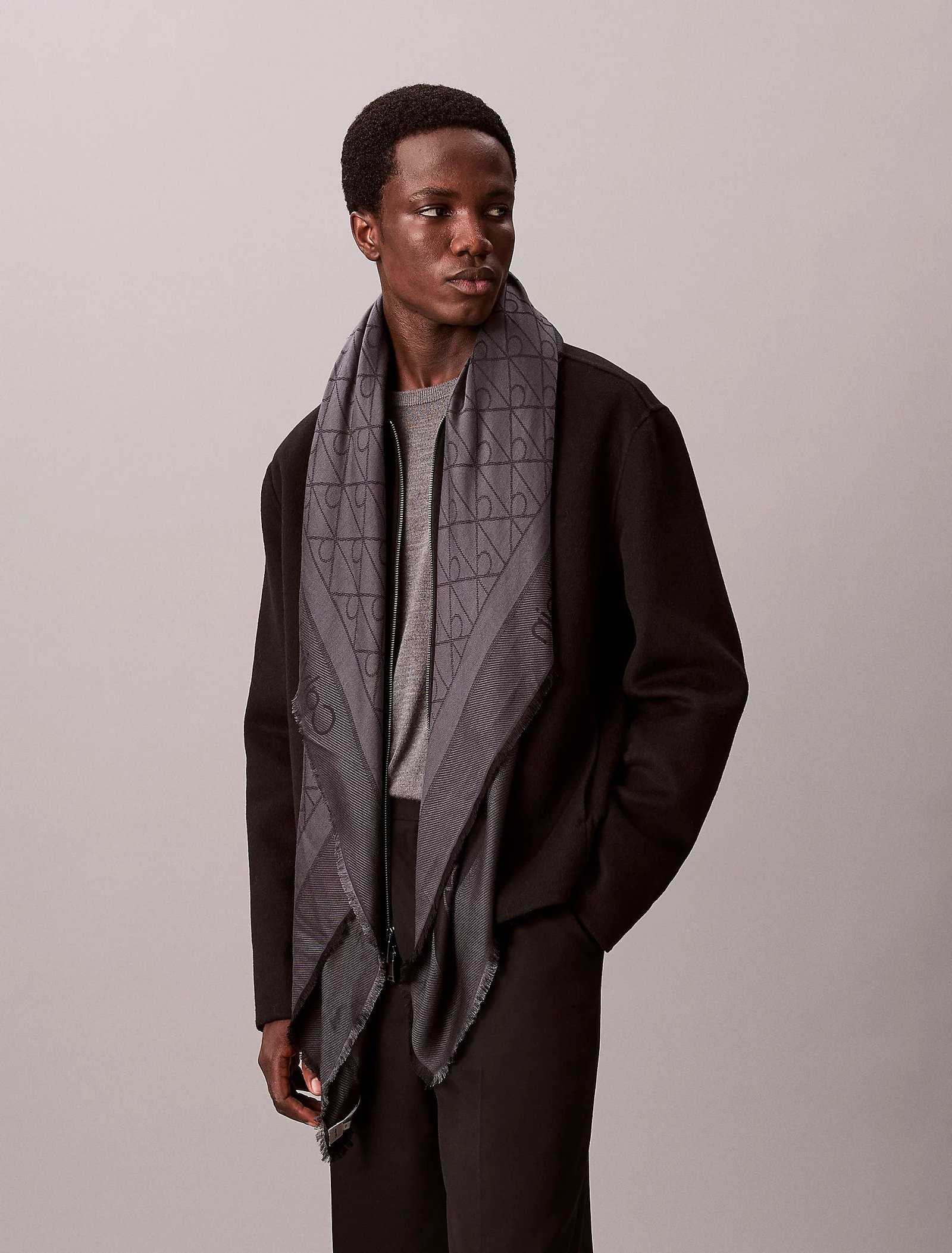 Calvin Klein Accessories huivi TONAL AOP MODAL LW SQUARE SCARF, musta