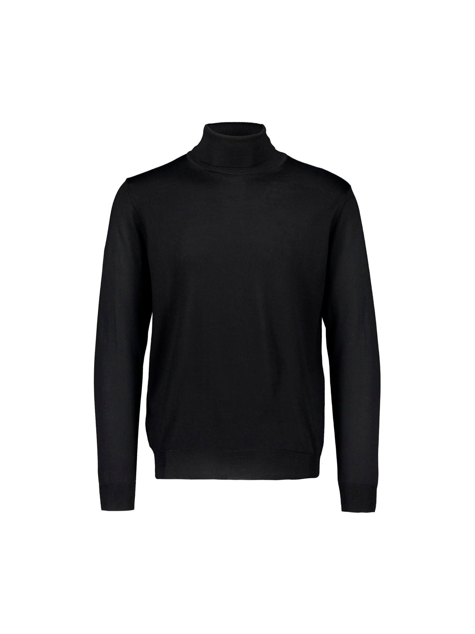 Sinnuu miesten pooloneule Rollneck Merino Wool Made in Italy, musta
