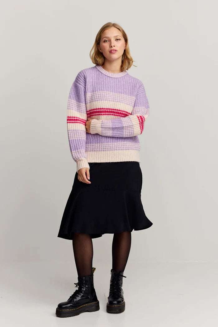 Makia naisten neulepusero MABEL KNIT, monivärinen raita