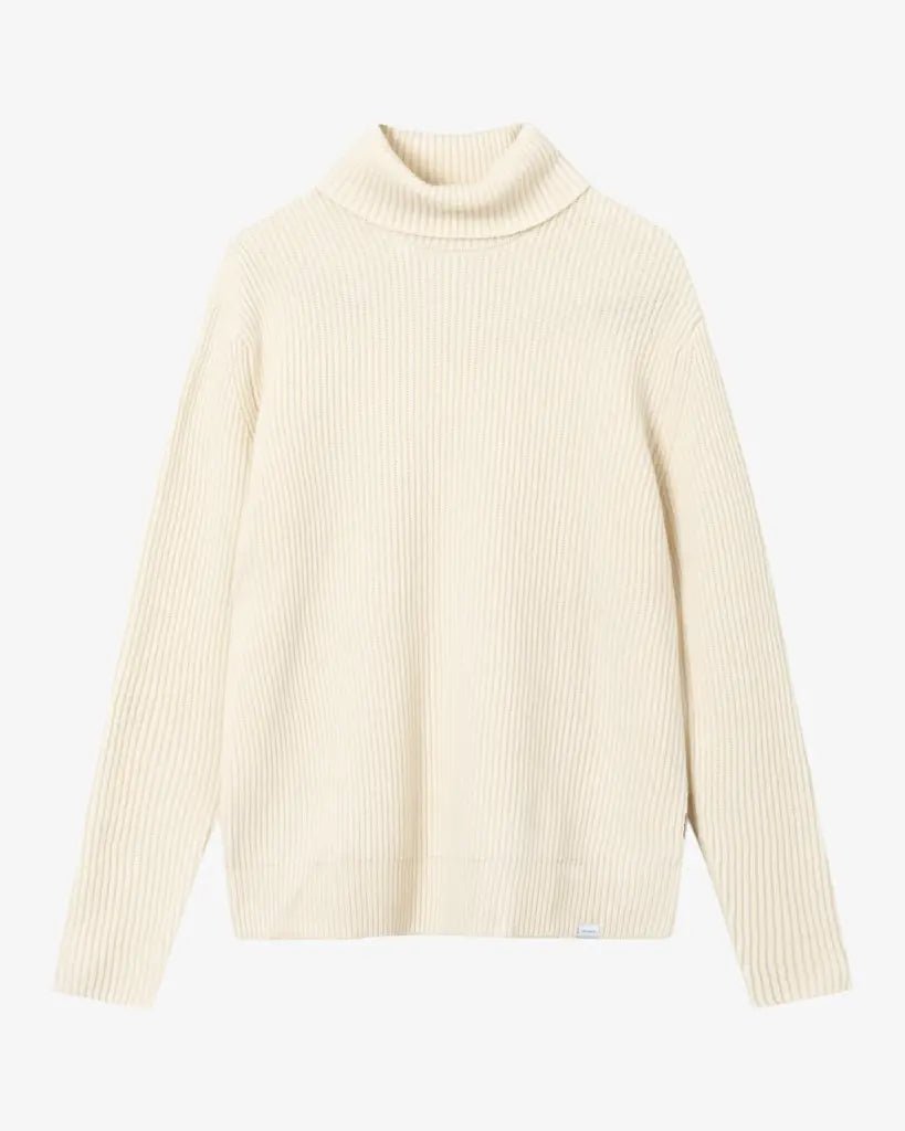 Les Deux miesten neule, EDDIE WOOL RIB ROLL NECK Luonnonvalkoinen