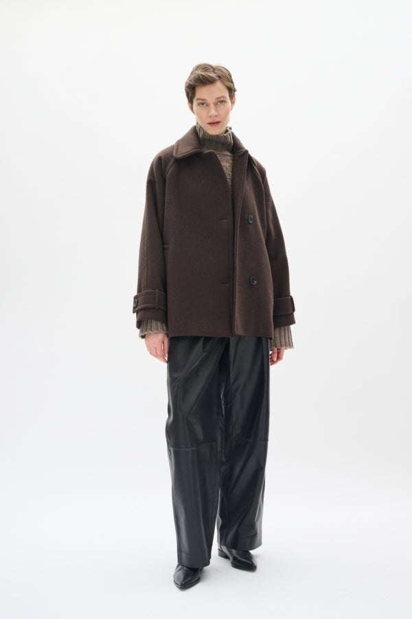 Inwear naisten villakangastakki THORAIW MINONA COAT, Chocolate Brown