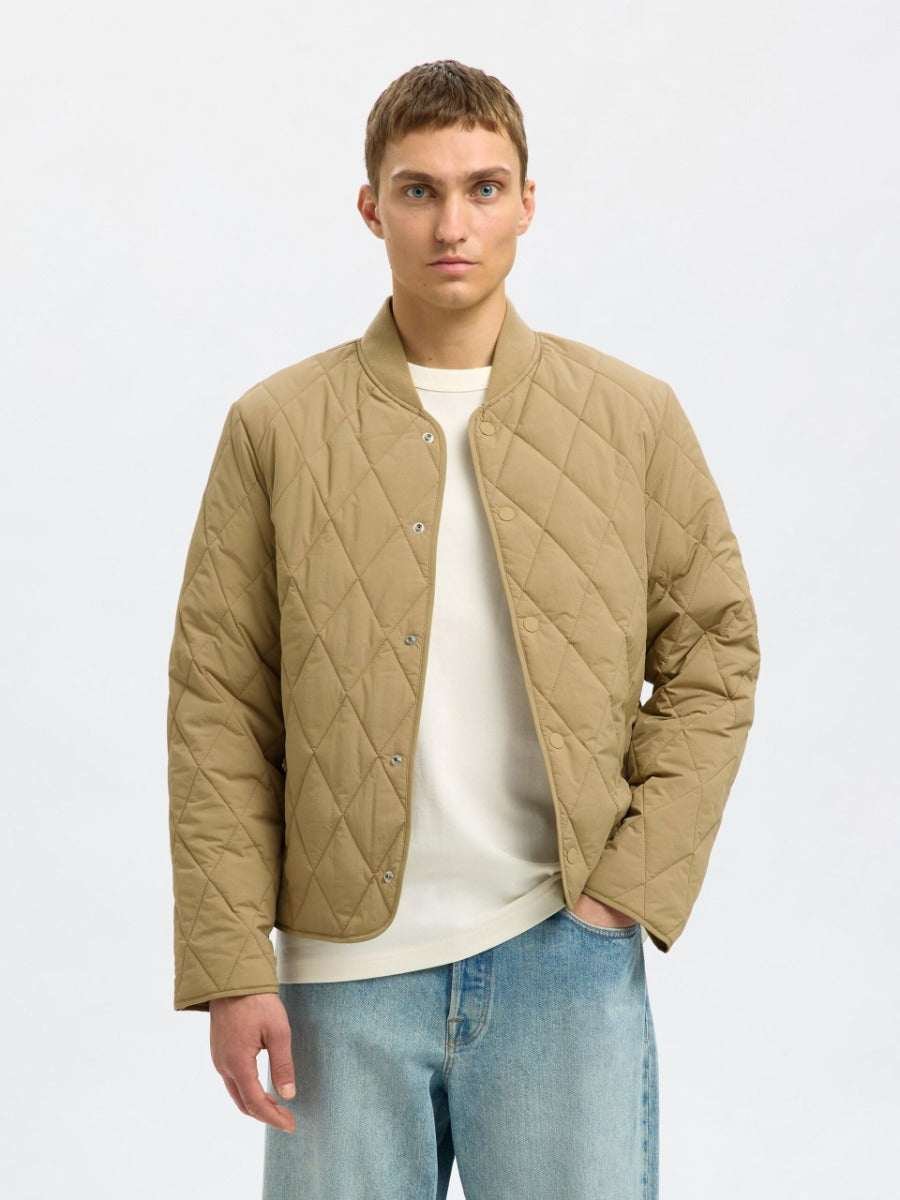 Selected miesten tikkitakki, ERIK QUILTED JACKET Beige