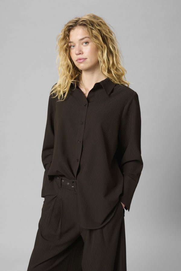 My Essential Wardrobe naisten paitapusero VittaMW Shirt, raidallinen ruskea