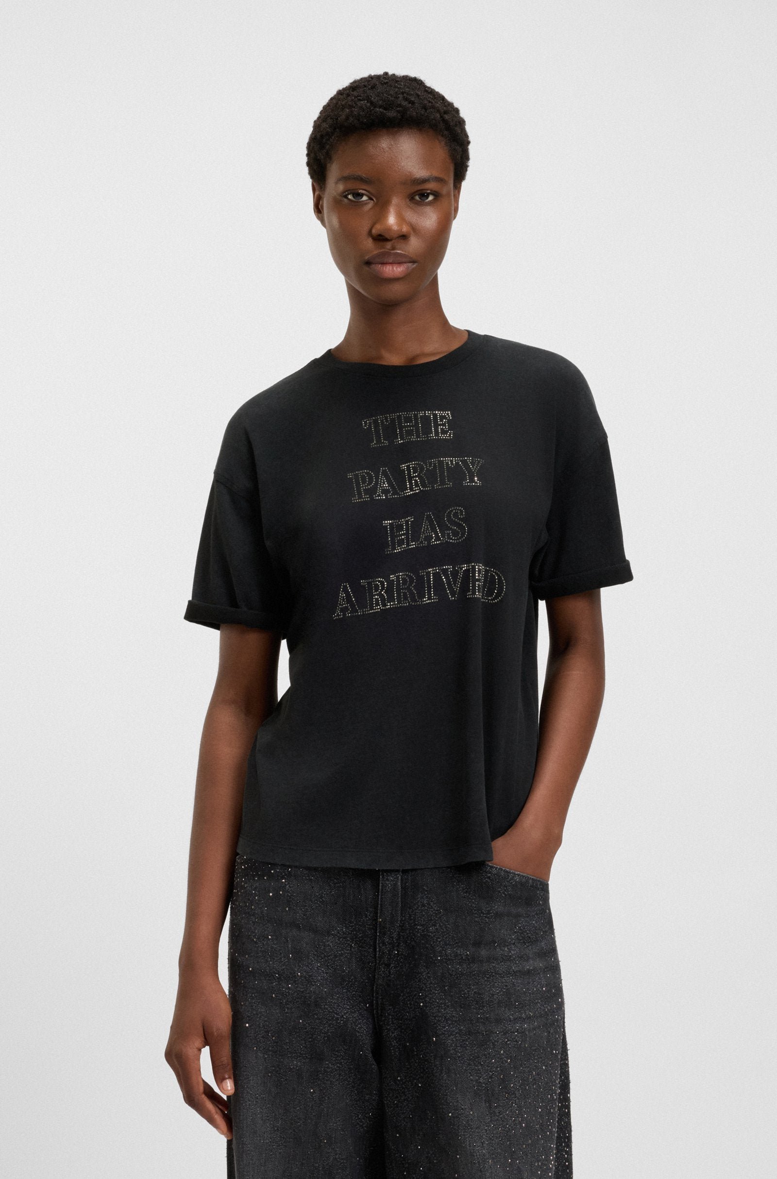 BOSS Orange naisten t-paita EVI T-SHIRT, musta