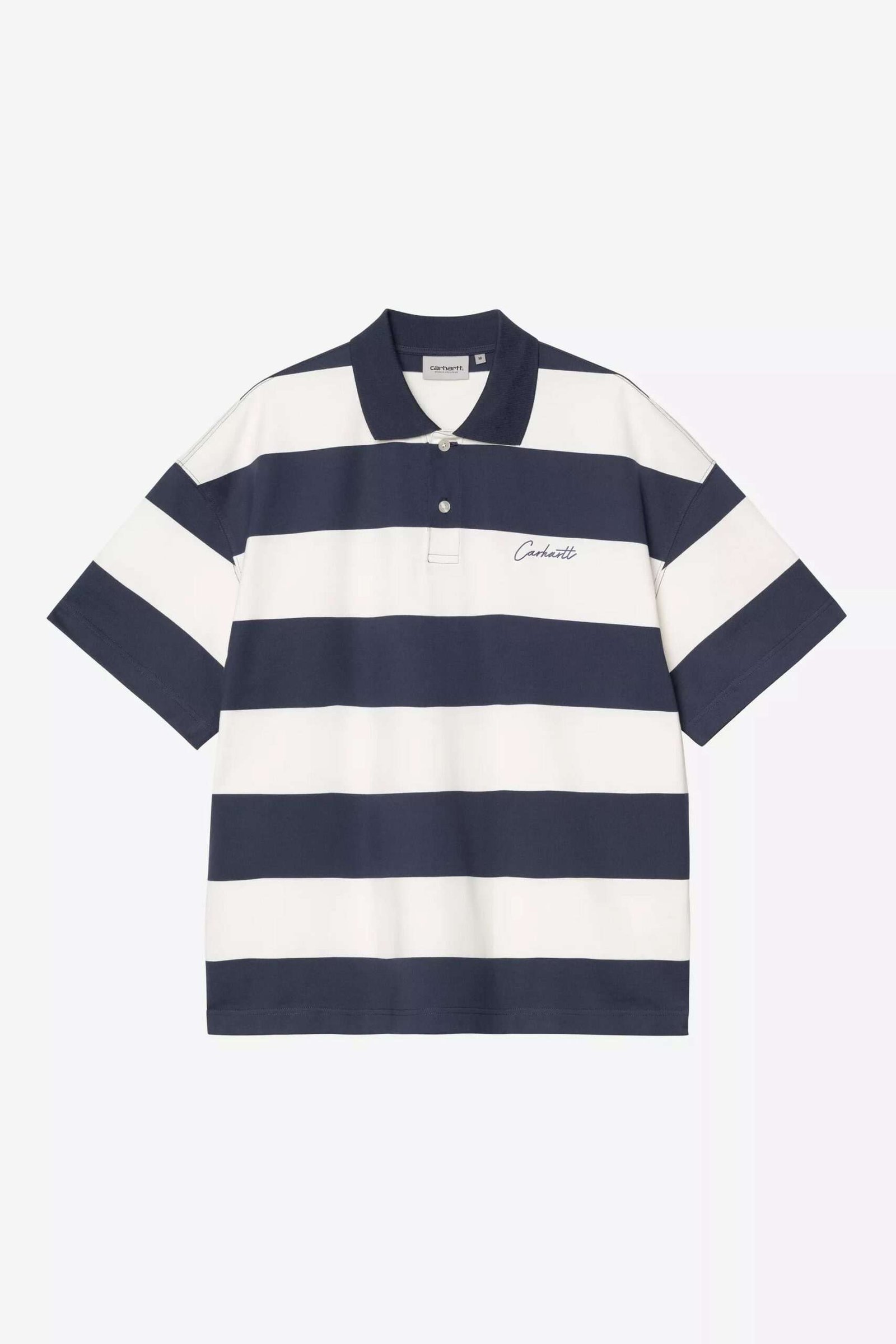 Carhartt miesten pikeepaita S/S Delray Polo Shirt, raidallinen valkoinen