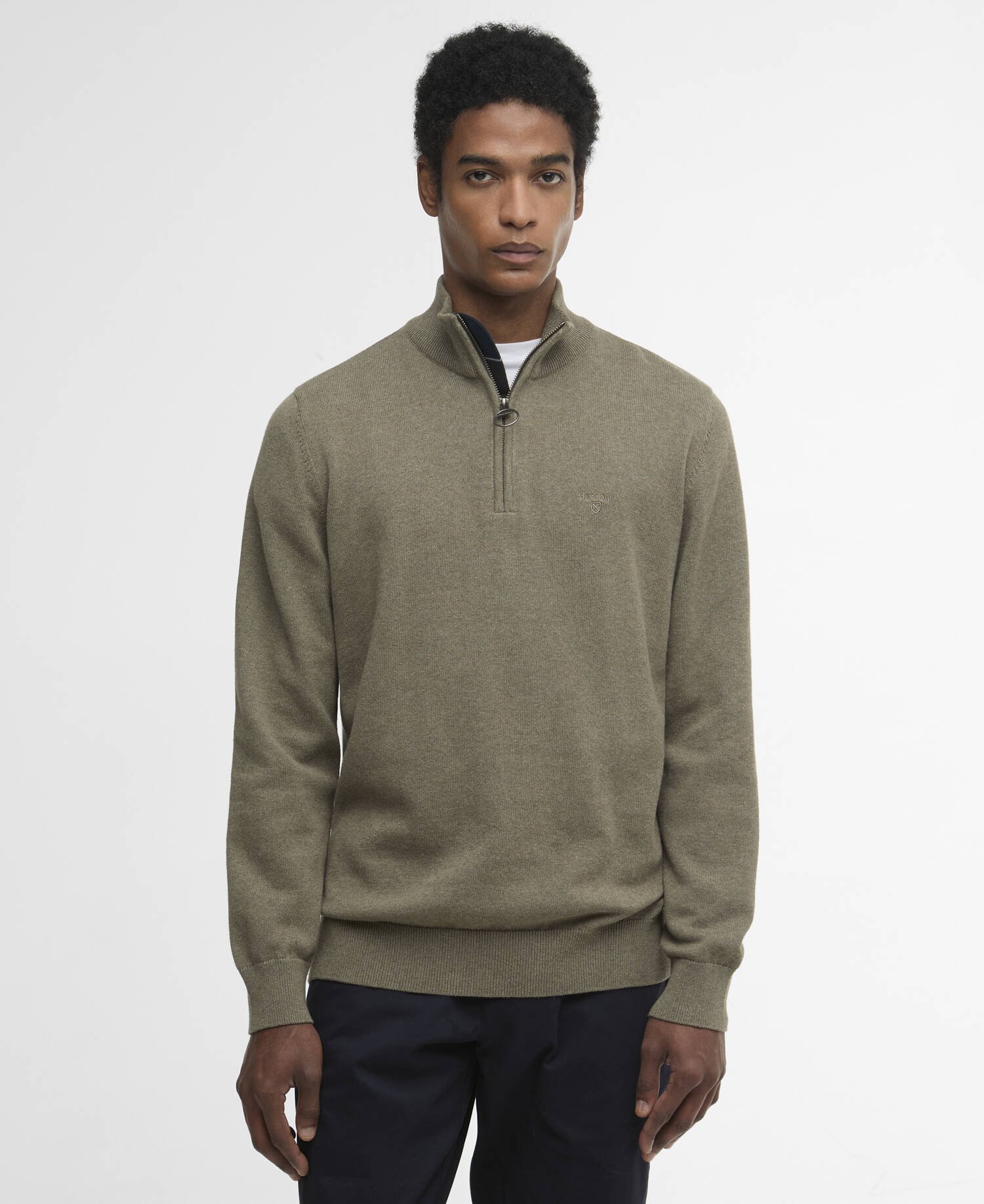 Barbour miesten neulepusero Half Zip Knit, khaki