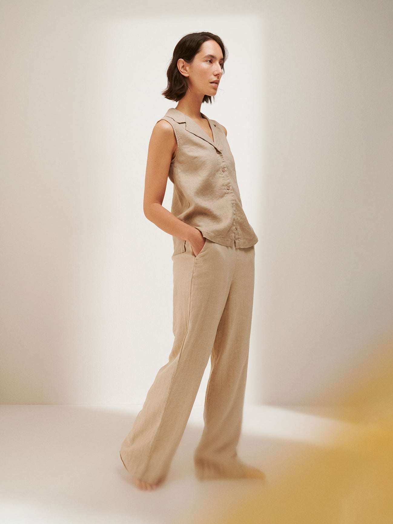 Nanso SAARI pellavahousut - beige