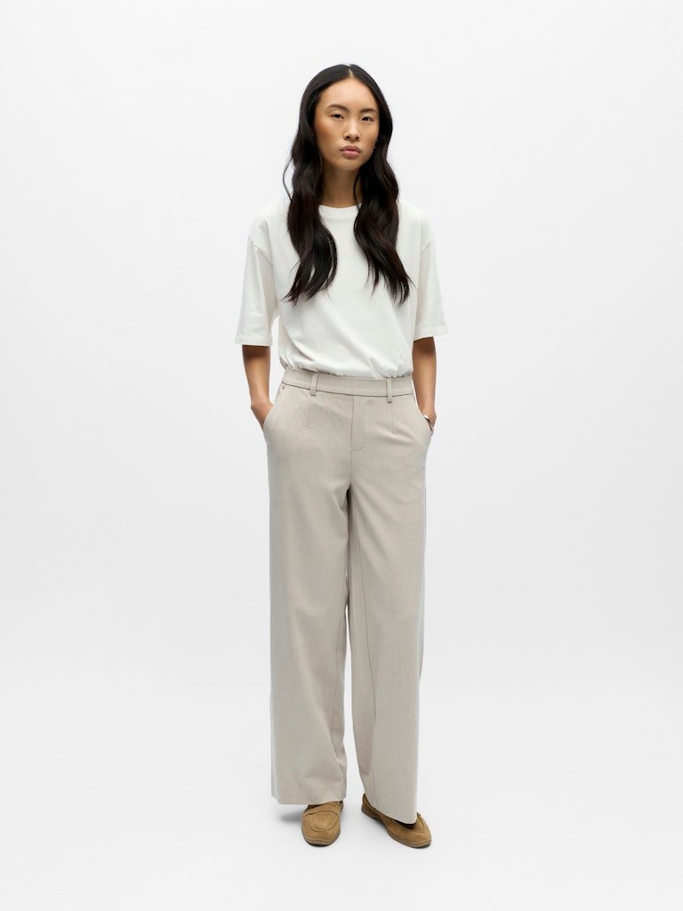 Object naisten housut OBJLisa Wide Pant, Humus Melange