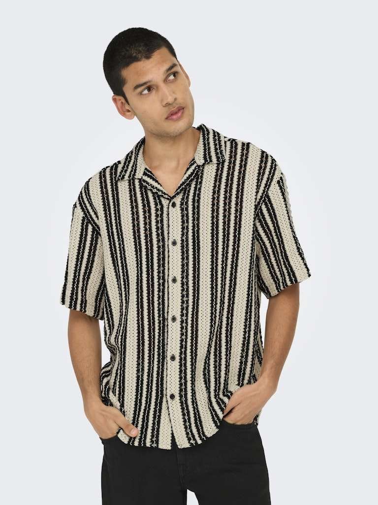 Only and Sons miesten paita ONSDani Crochet SS Shirt Noos, Cloud Dancer