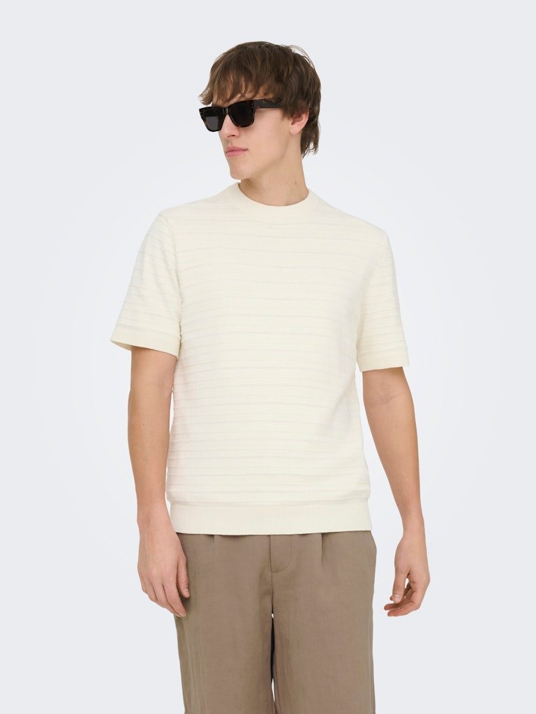 Only and Sons miesten t-paita Tano Life Reg SS Crew Knit, valkoinen