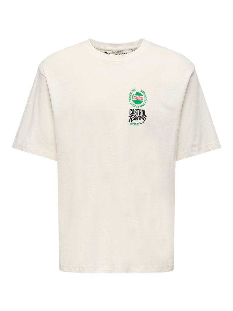 Only and Sons miesten t-paita ONSCastrol Life RLX SS Lic Tee, Whisper White Formula 1 C