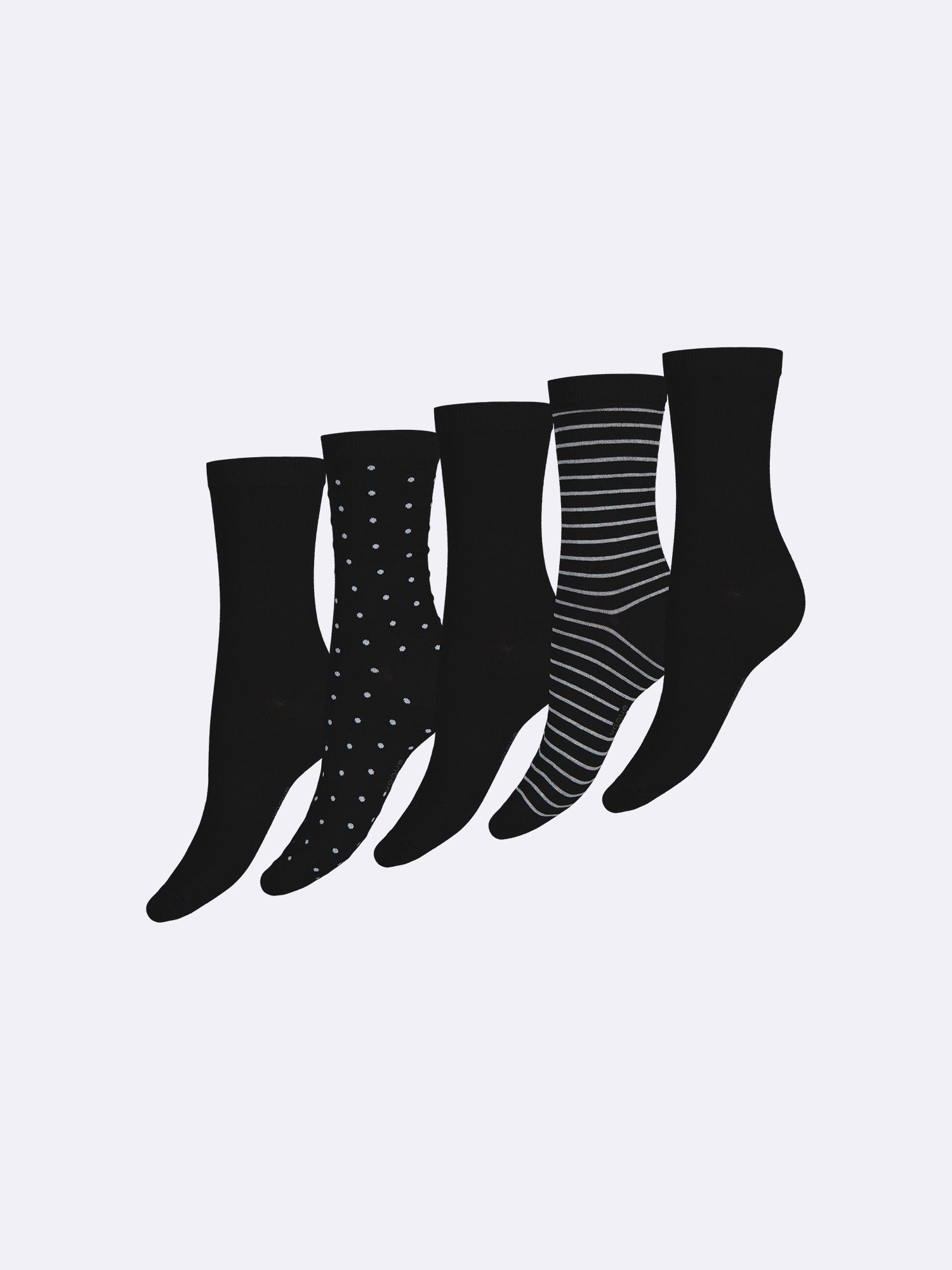 Nanso COTTON BASIC nilkkasukat, 5 paria - mustavalkoinen
