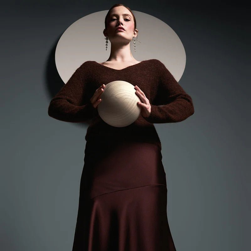 Aarikka naisten neulepusero, SERONA NEULE Tummanruskea