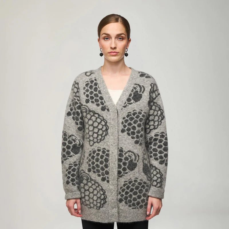 Aarikka naisten neuletakki, ELLIS NEYLETAKKI PÄSSI Harmaa Kuosillinen