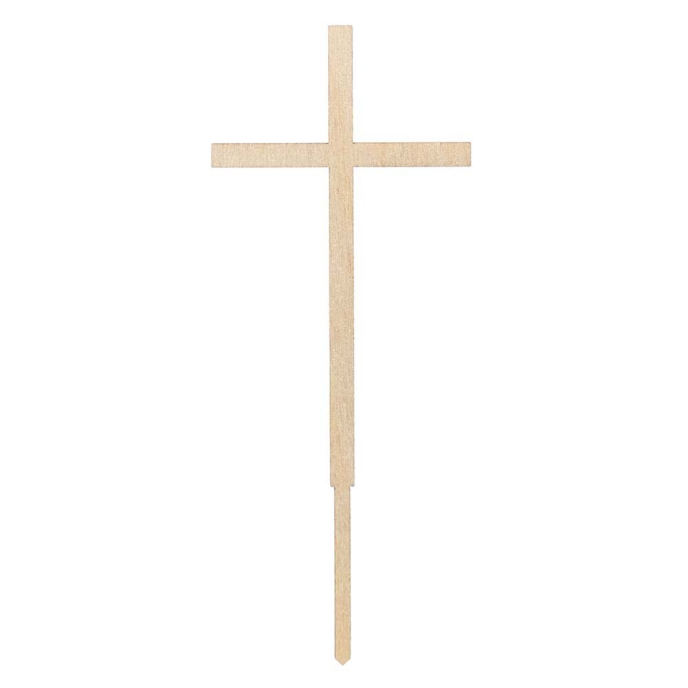 Puinen kakkukoriste - Risti, koivu, 6x11cm