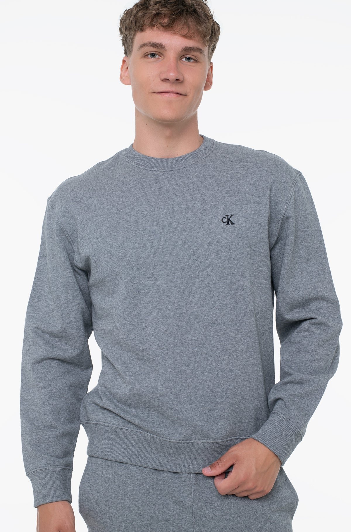 Calvin Klein Jeans miesten collegepaita, LS EU 350TERRY MONOGRAM CN SWEATER Tummanharmaa