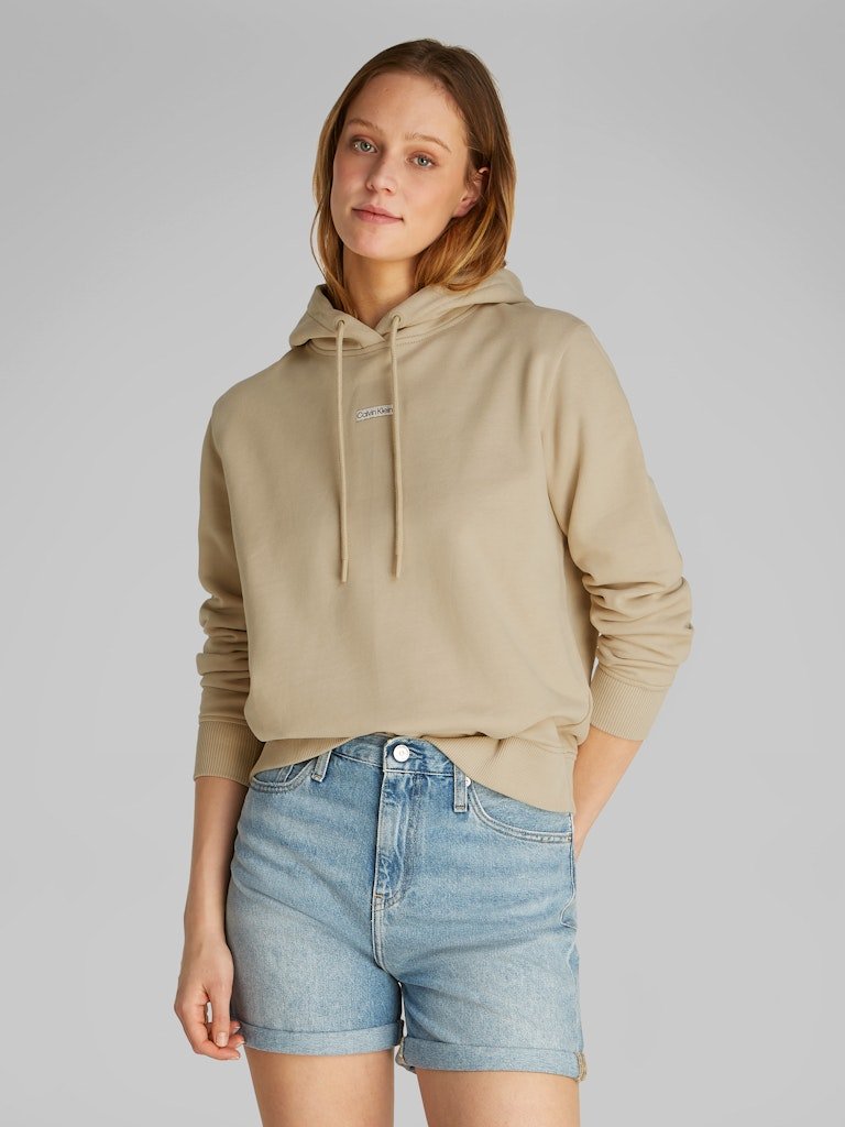 Calvin Klein Jeans naisten huppari, PLACED INSTITUTIONAL HOODIE Vaalea Beige