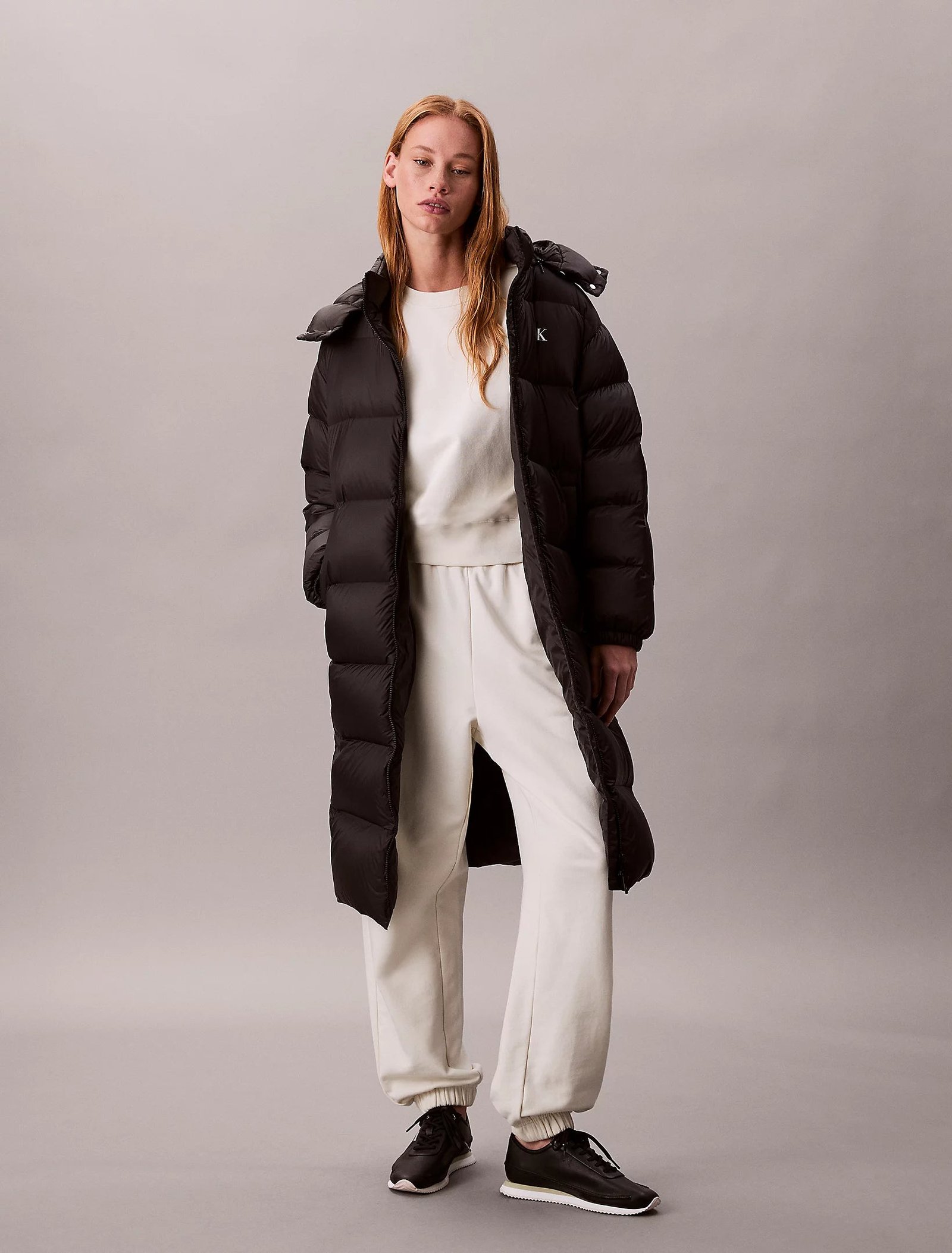 Calvin Klein Jeans naisten untuvatakki, ESSENTIAL MIDWEIGHT LONG PUFFER Musta