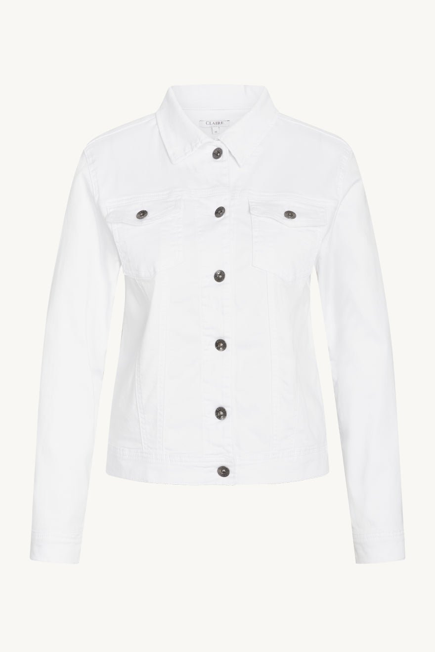 Claire naisten farkkutakki, ELAINE DENIM JACKET WHITE Valkoinen
