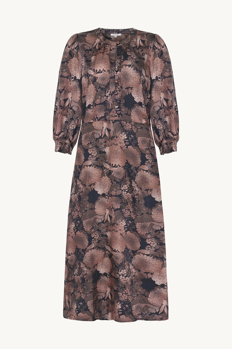 Claire naisten mekko, DIONE DRESS Ruskea Kuosillinen