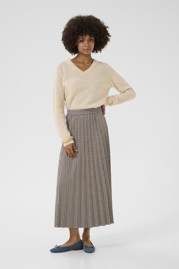 Culture naisten hame, CUCHECKA LONG SKIRT Brown Check