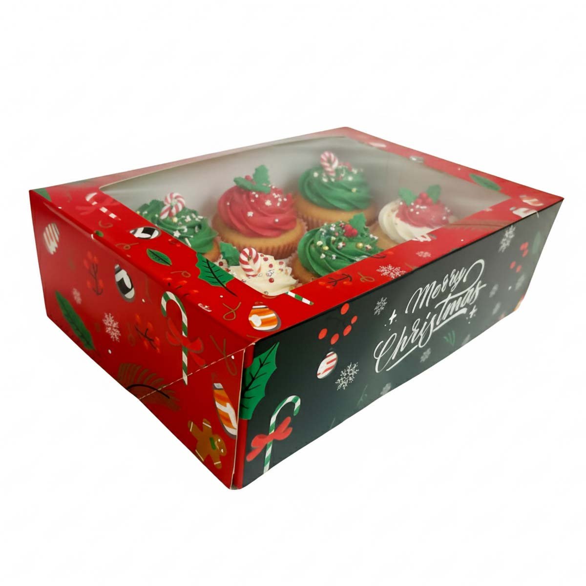Muffinilaatikko ikkunalla, 6 muffinille – Joulu, 1kpl