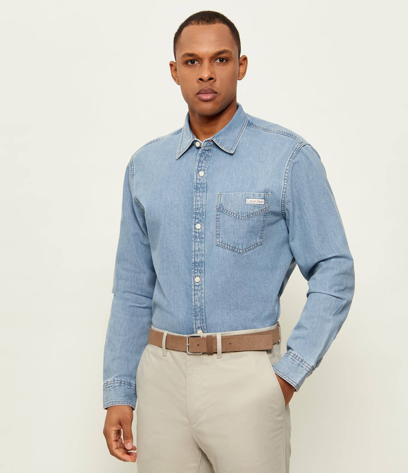 Calvin Klein Jeans miesten farkkupaita Essential Classic 205 LTBlue Denim Shirt, sininen indigo