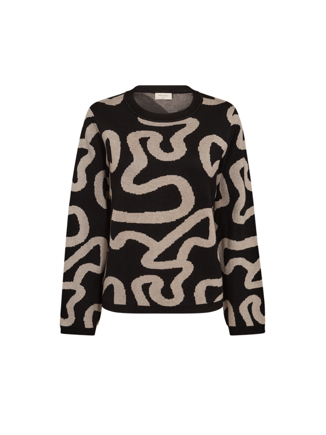 Freequent Naisten Neule, ANI PULLOVER Musta Kuosi