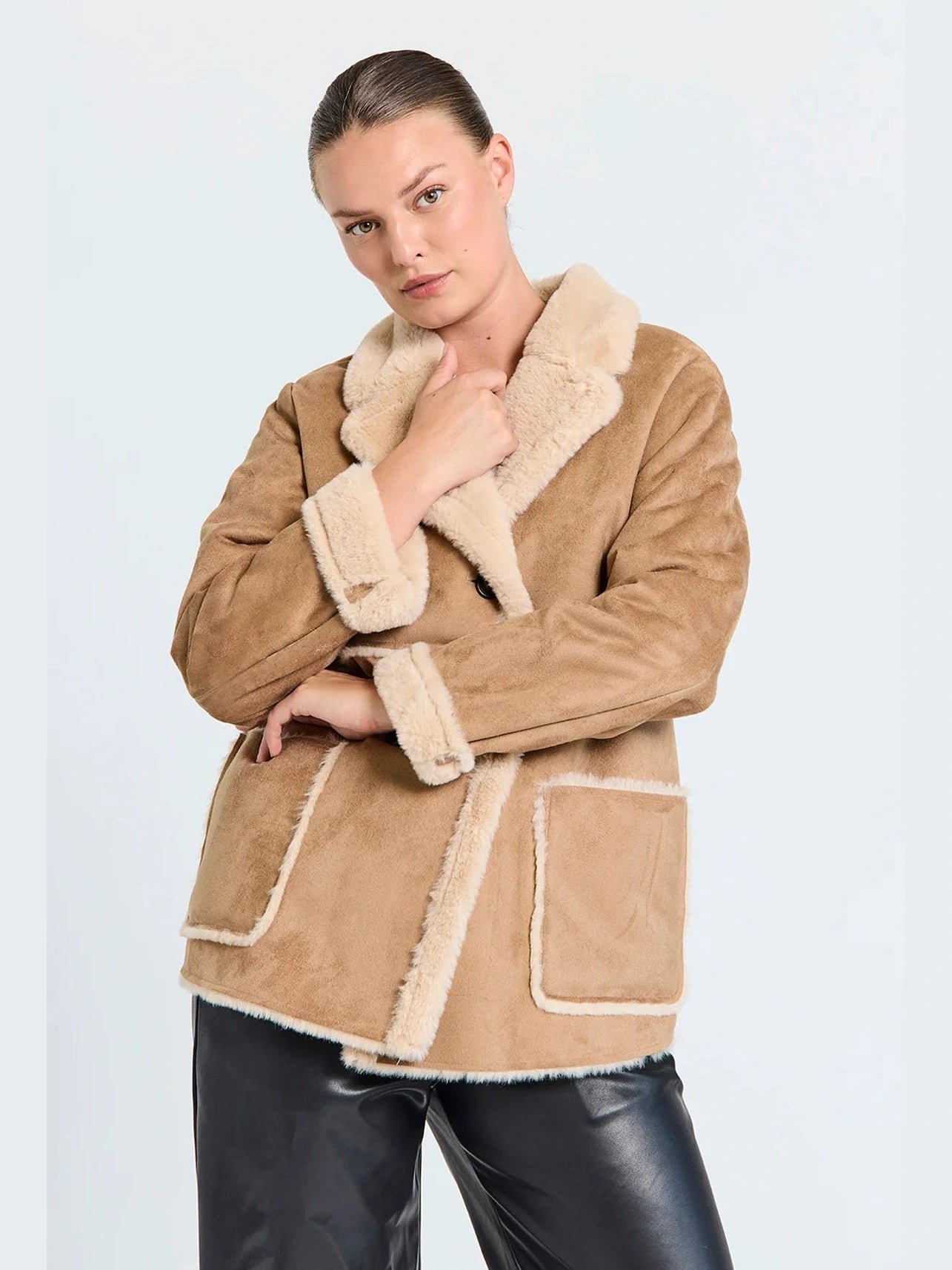 Freequent naisten takki, LAMSE JACKET Konjakinruskea