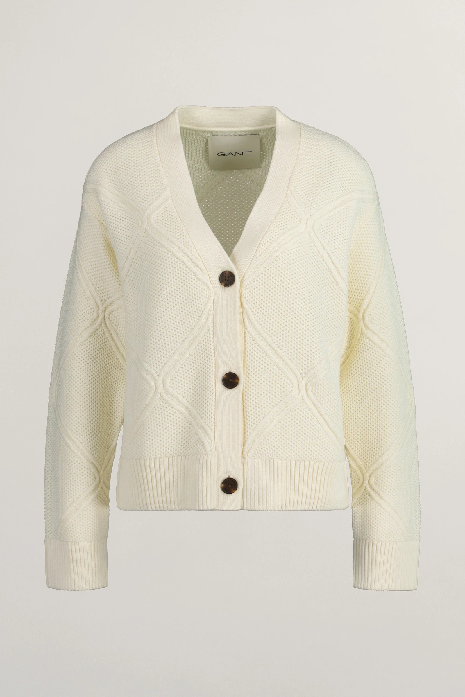 Gant naisten neuletakki, TEXTURE KNIT CARDIGAN Luonnonvalkoinen