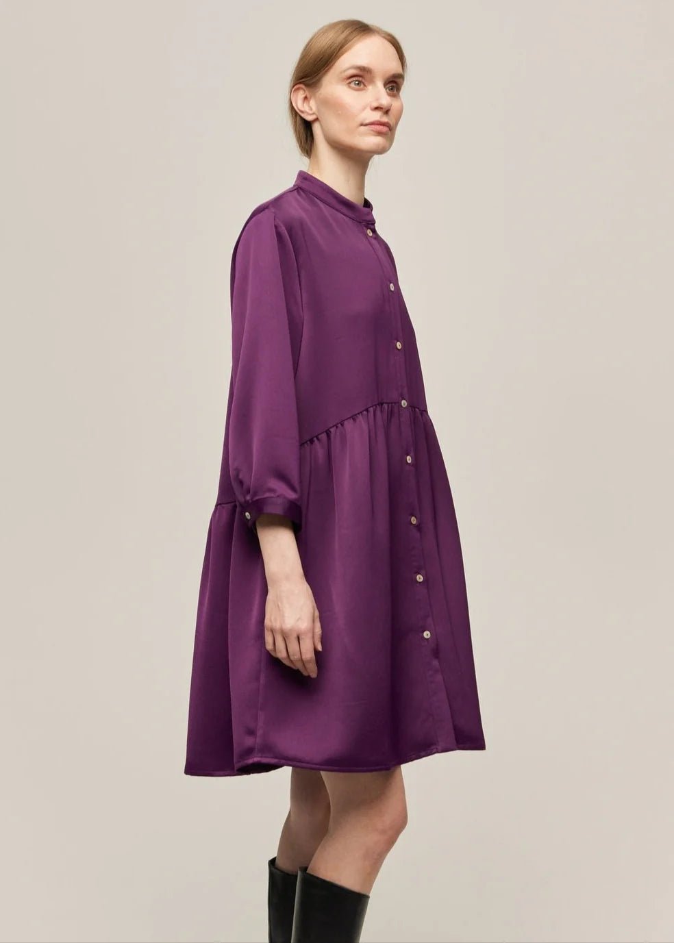 Gauhar naisten paitamekko, SHIRT DRESS PLUM Viininpunainen