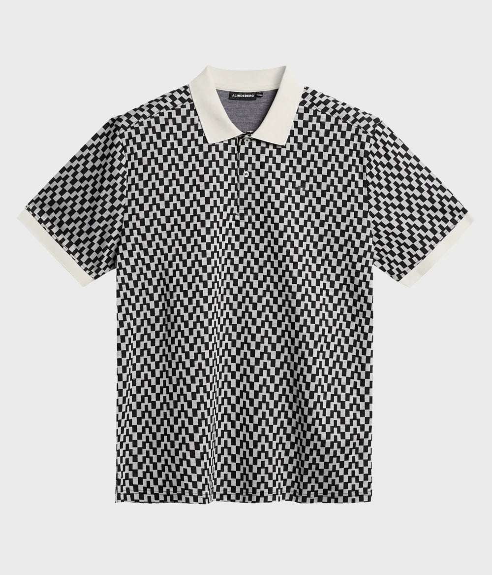 J.Lindeberg miesten pikeepaita, DEVON JACQUARD POLO Mustavalkoinen
