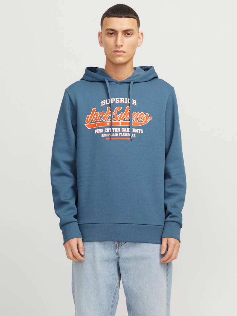 Jack and Jones Miesten Huppari, JJELOGO SWEAT HOODIE NOOS Oceanview