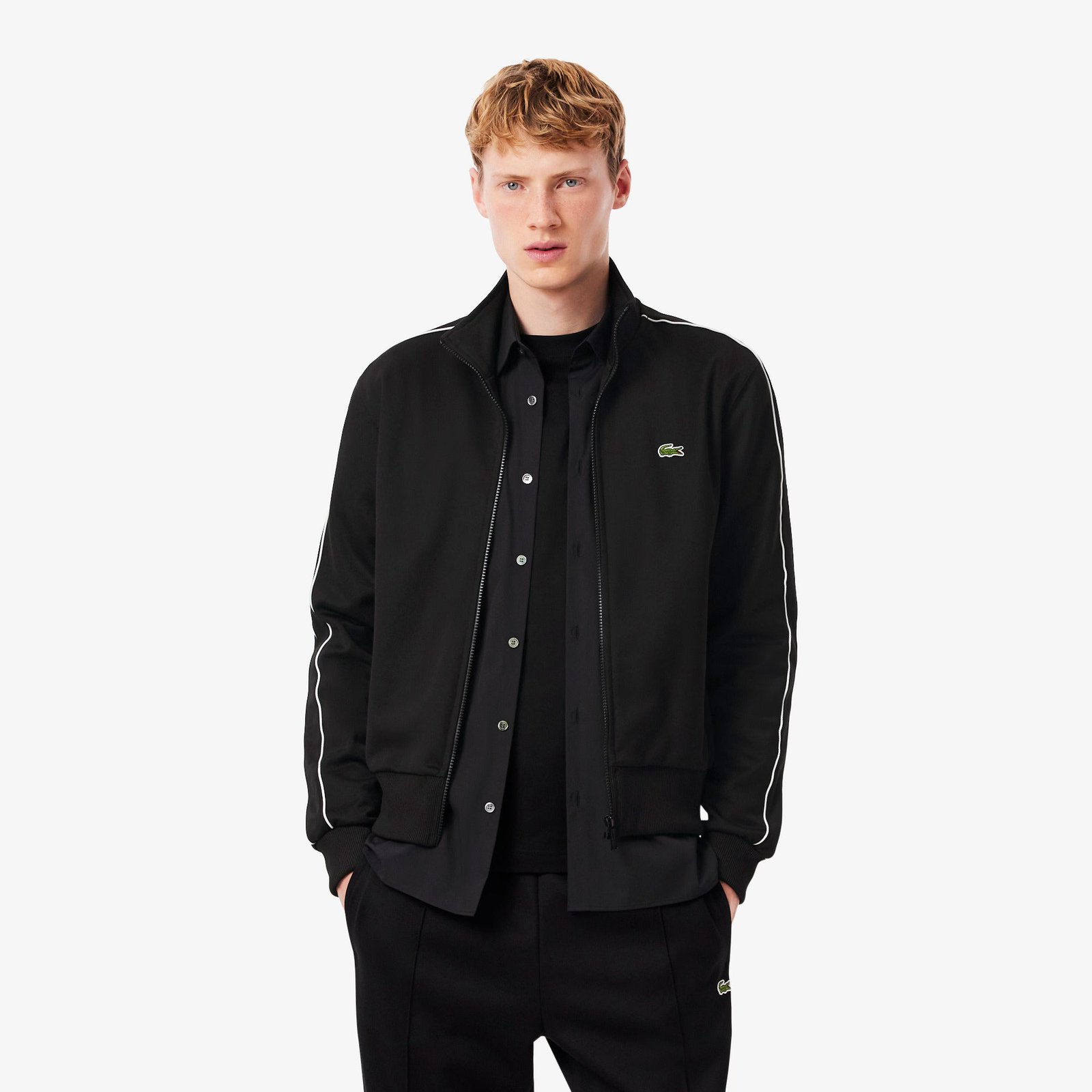 Lacoste miesten verkkatakki, PARIS PIQUE TRACK JACKET Musta