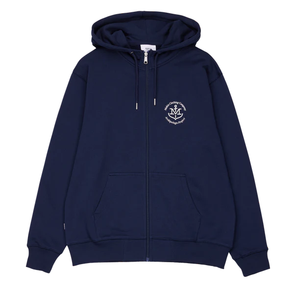 Makia unisex huppari, A-PROJECT HOODED ZIP SWEATSHIRT Tummansininen