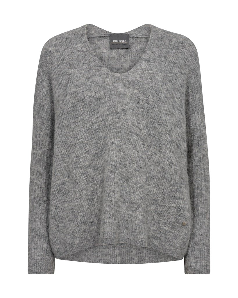 Mos Mosh neule, THORA V-NECK KNIT Vaaleanharmaa Melee
