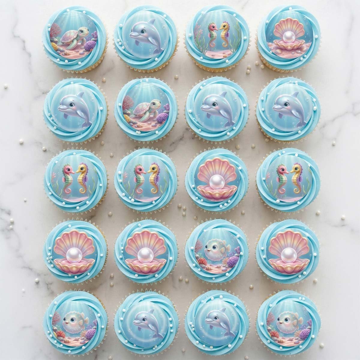 Muffinikuvat - Suloiset merieläimet, 20 kuvaa