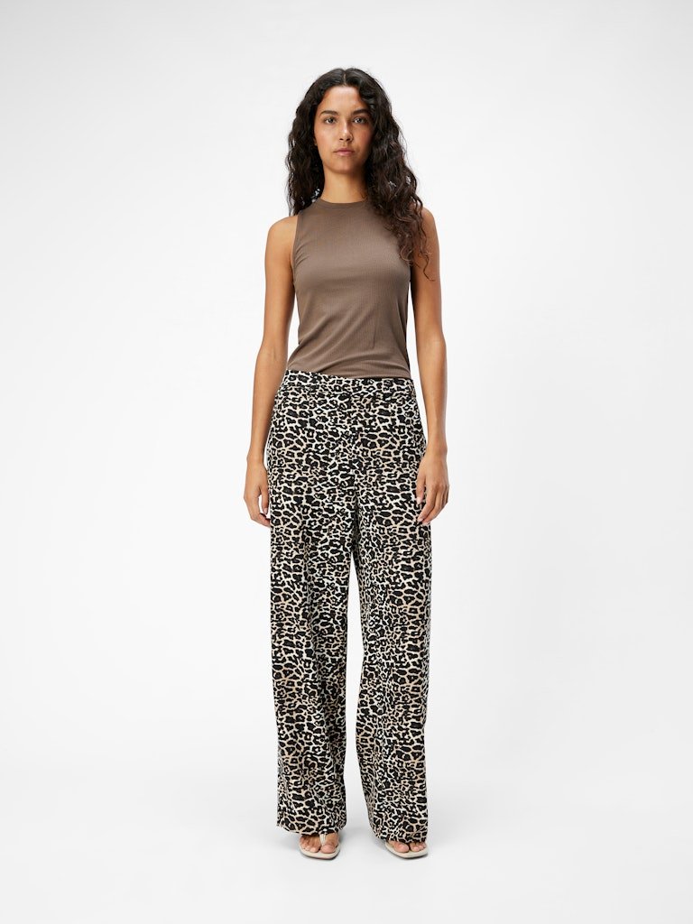 Object naisten housut, OBJALBA LISA WIDE PANT PRINT Humus