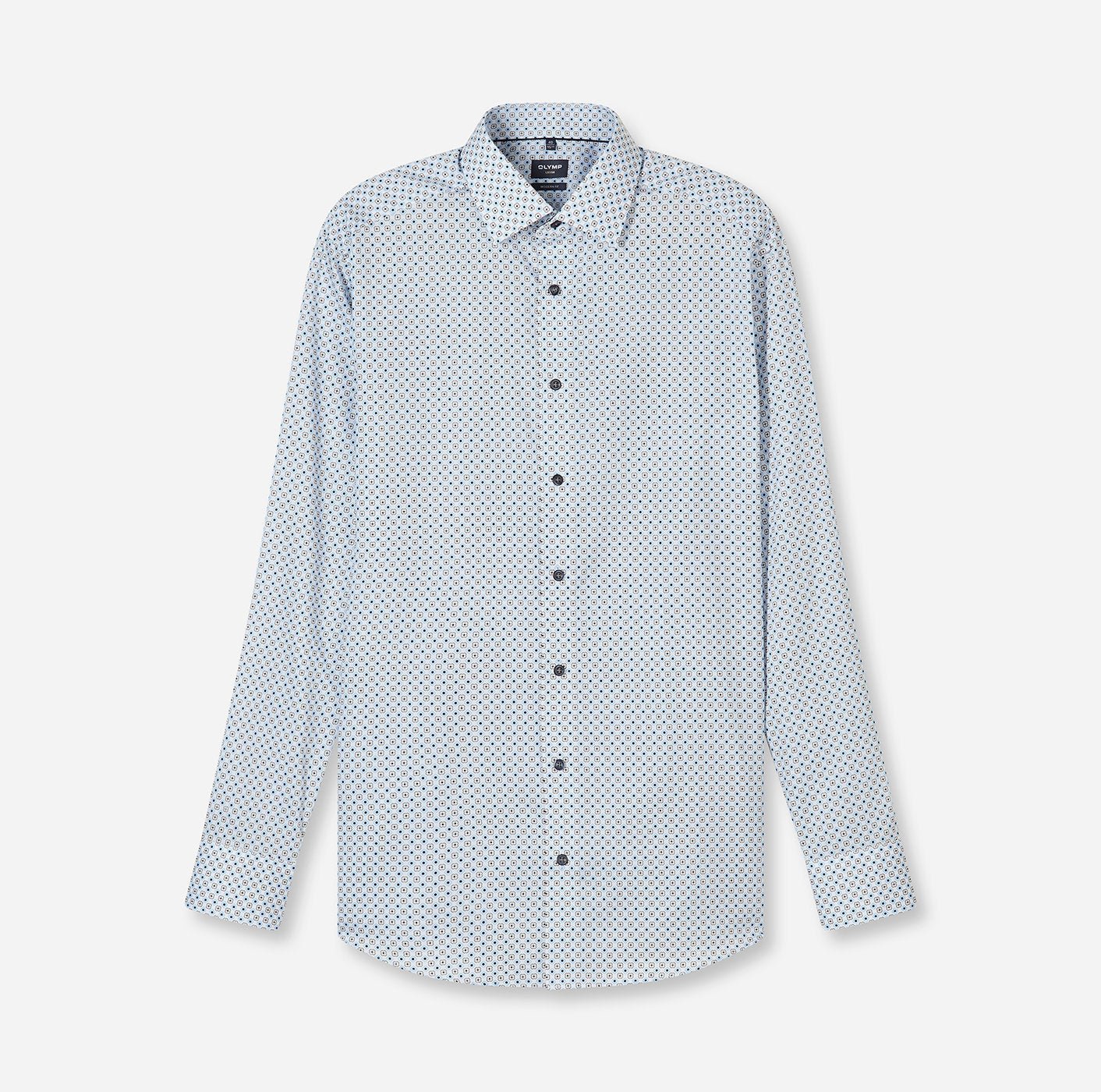 Olymp kauluspaita Luxor Modern Fit Microprinted, valkopohjainen kuosi