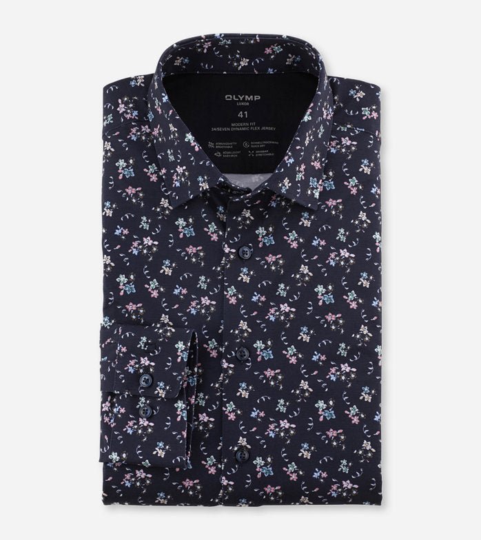 Olymp luxor 24/7 kauluspaita, modern fit Sininen Kuosi