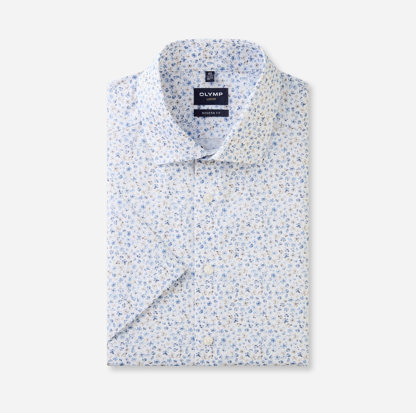 Olymp Luxor Kauluspaita, New Kent Modern Fit Ruskea Kuosi