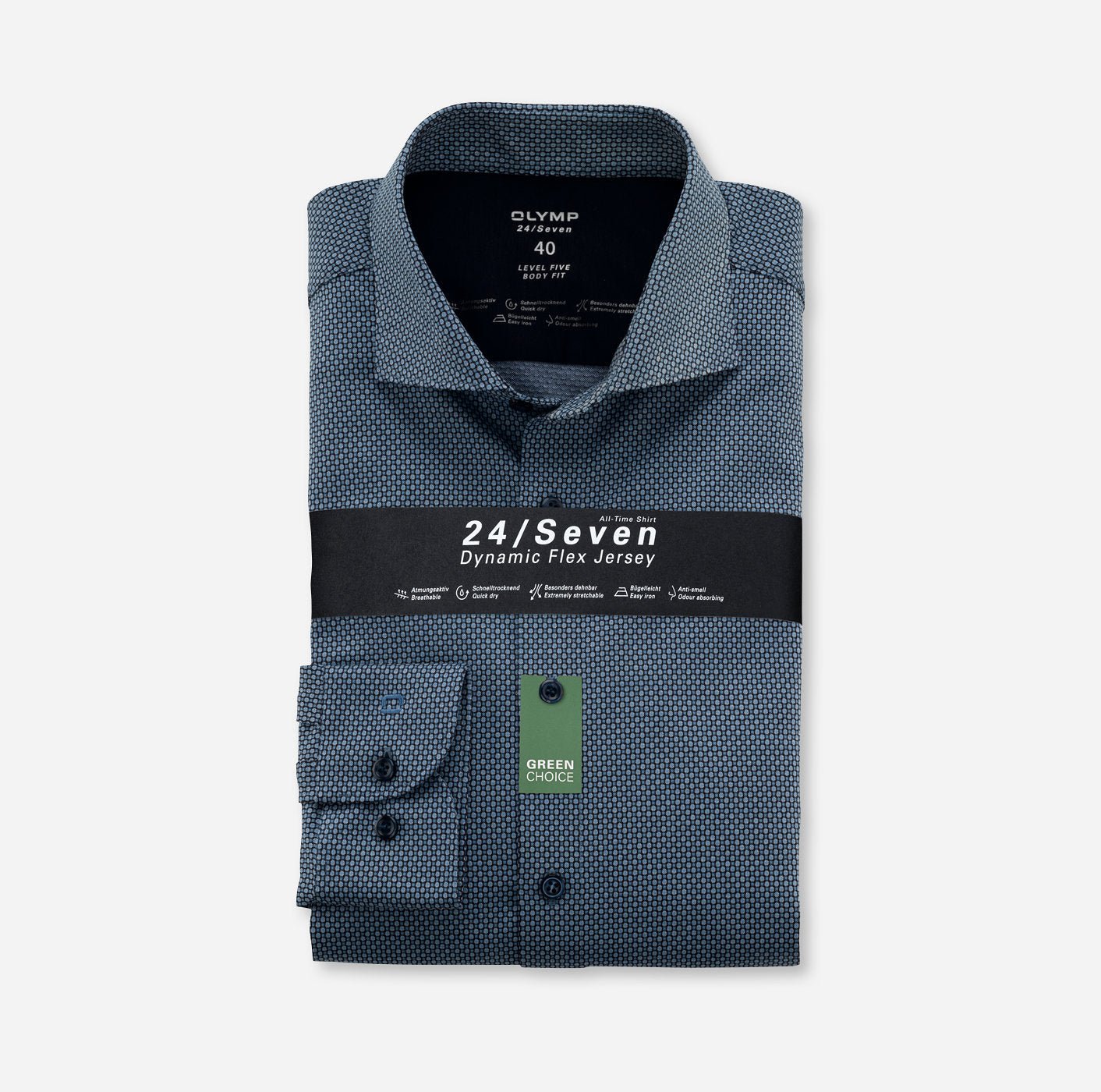 Olymp Miesten Bisnespaita 2016-84-11 SNOS JERSEY BODY FIT Sininen Kuosi