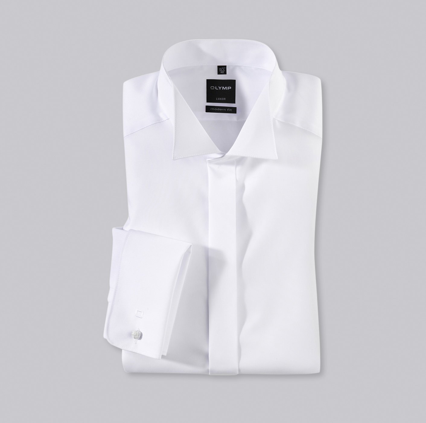 Olymp Miesten Smokkipaita, 0395-65-00 MODERN FIT WHITE WING Valkoinen