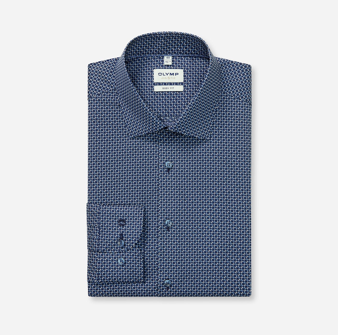 Olymp miesten kauluspaita, 051 LEVEL 5 + HIHA Tummansininen