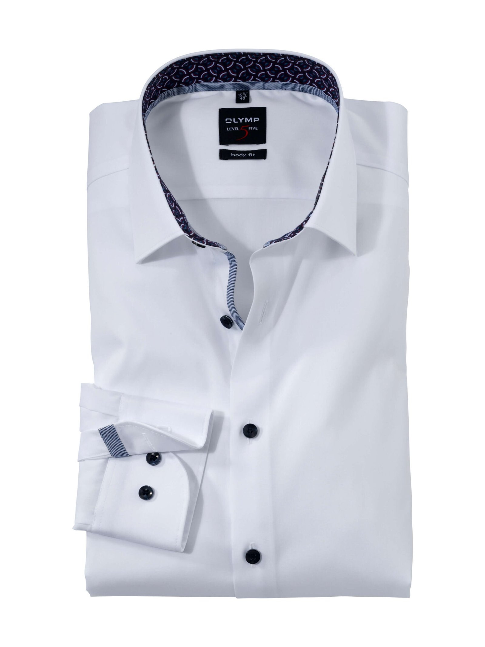 Olymp miesten kauluspaita, BODY FIT +HIHA Valkoinen