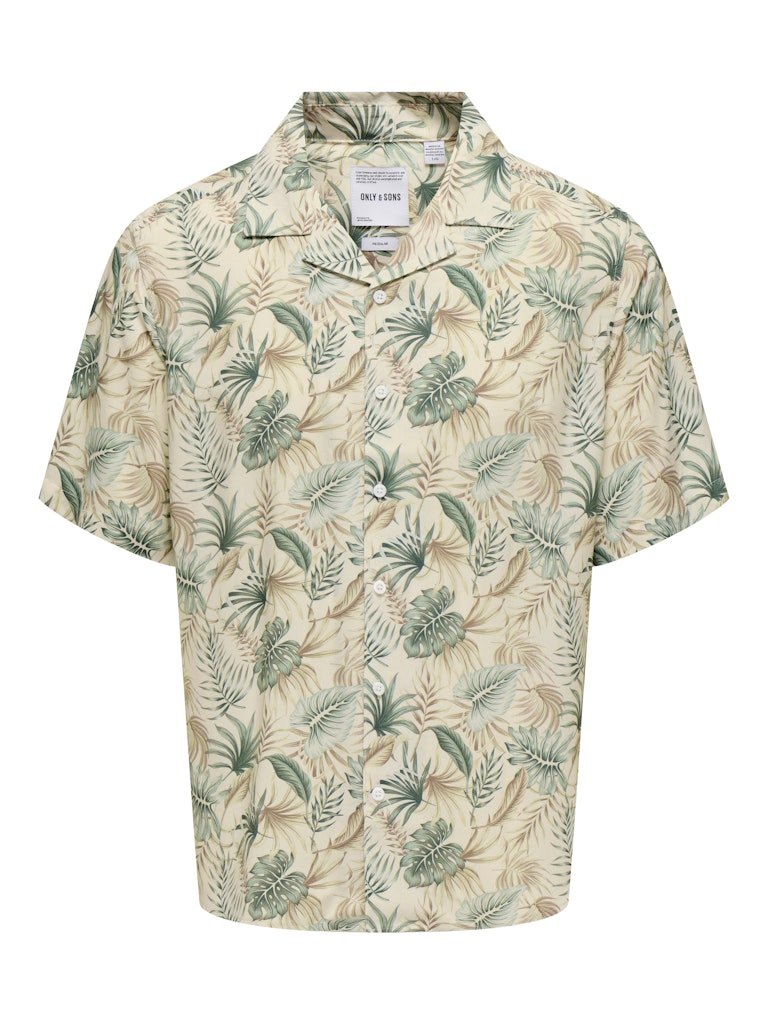 Only and Sons miesten kauluspaita, WAYNE LIFE VISCOSE SHIRT Vihreä Kuosi