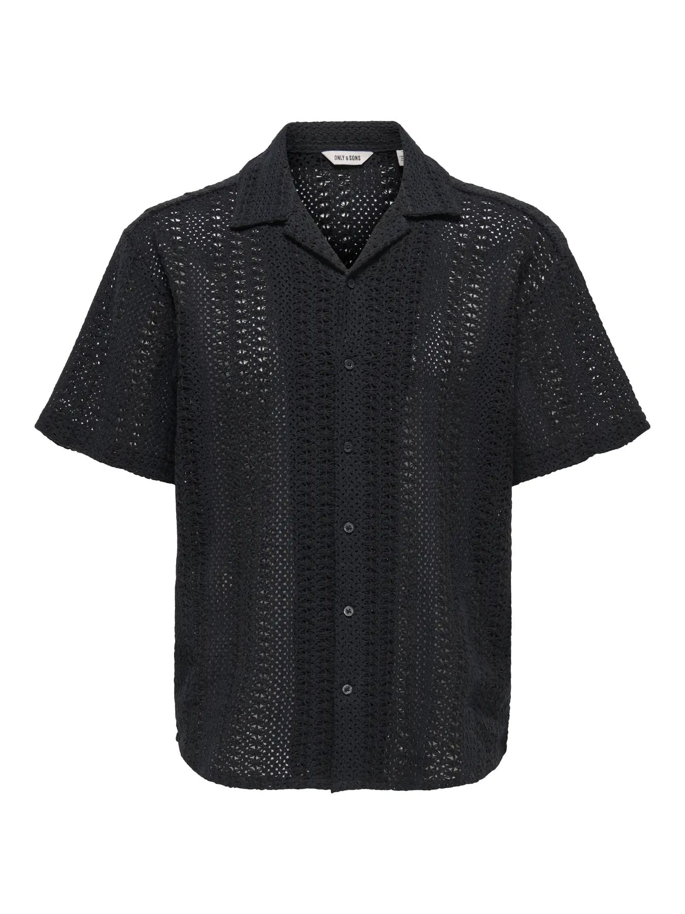 Only and Sons miesten lyhythihainen paita, DANI CROCHET SS SHIRT Jet Black