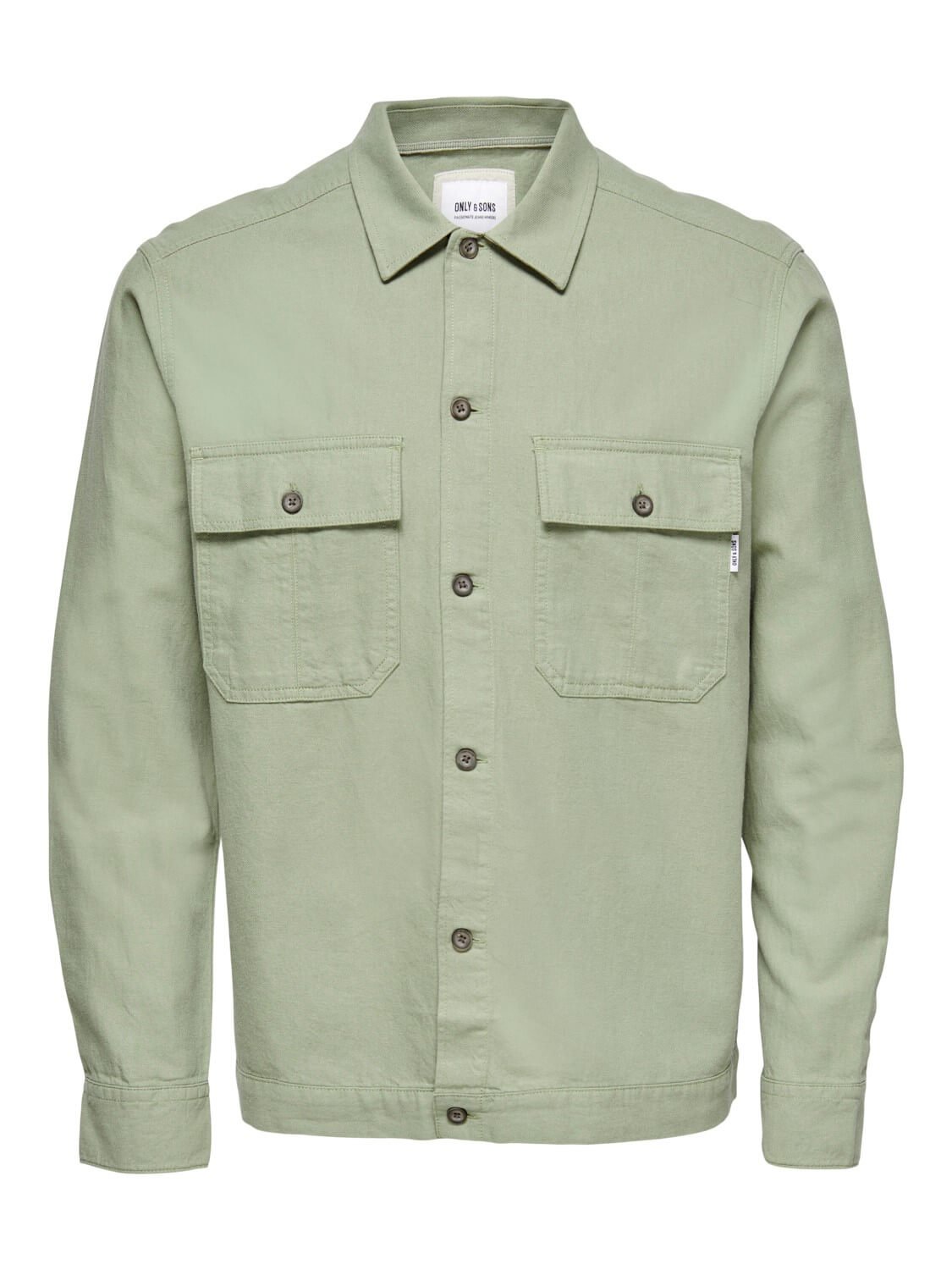 Only and Sons Miesten Pellava Paitatakki, Kenneth Overshirt Armeijanvihreä