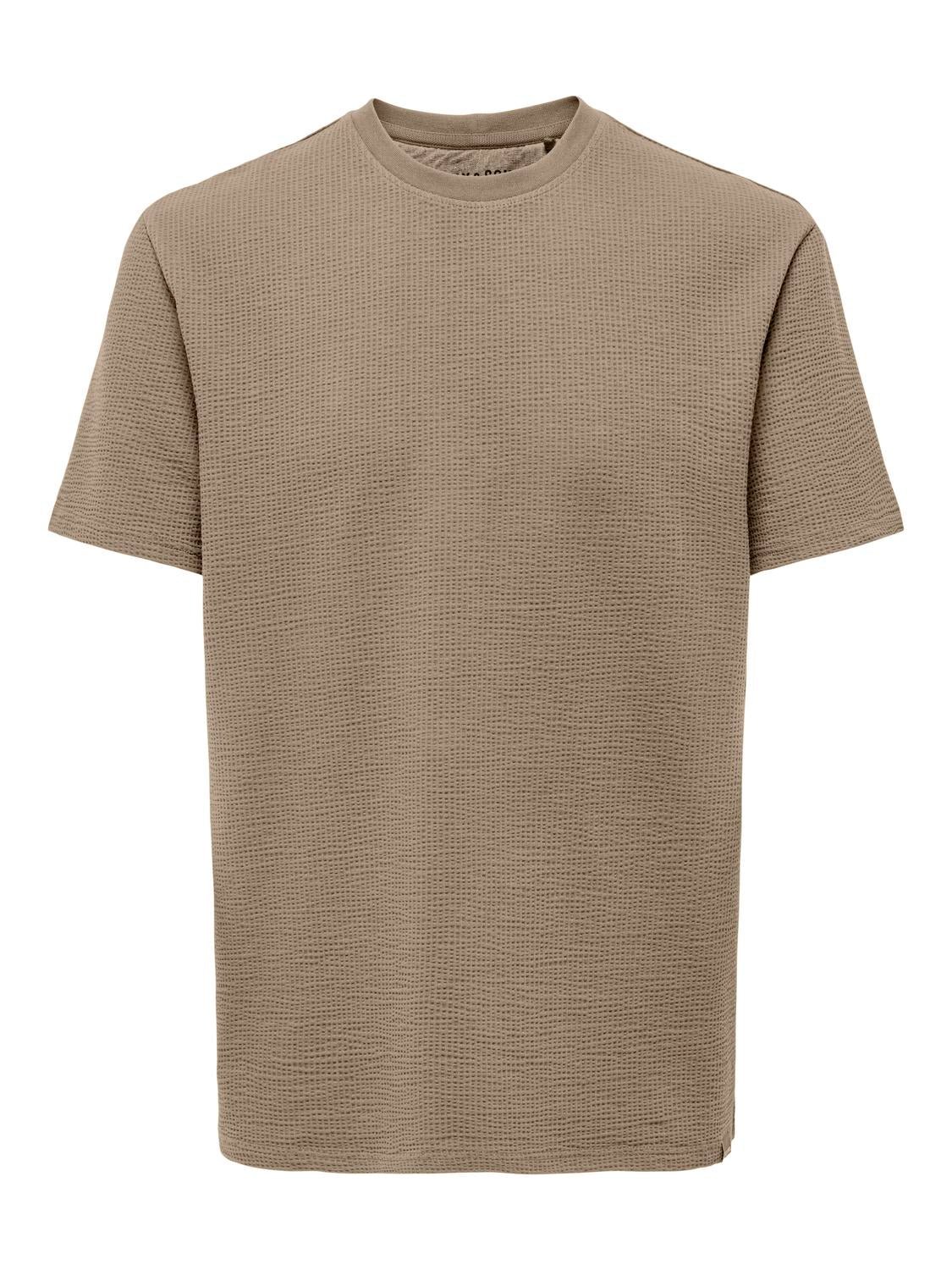 Only and Sons miesten t-paita, K KIAN REG SEERSUCKER SS TEE Tumma Kameli